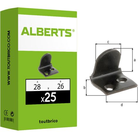 25 butées de volet coudée à visser noire 28x26mm Ø6
