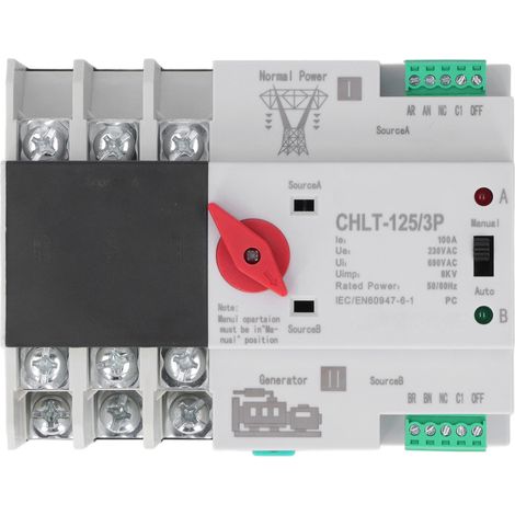 Commutateur de transfert automatique double puissance 3P, sélecteur électrique ignifuge ininterrompu AC à 230V (1/5)