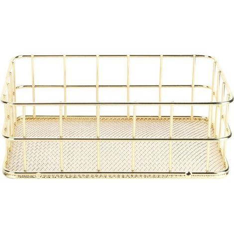 Storage Organizer - Gold - Iron - 17x12x6 cm - Metal - Indoor Use
