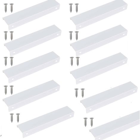 10 Pcs Poignée Cuisine Invisible 150mm,Poignée Meuble Cuisine Invisible,Poignée Blanche pour meuble Idéales avec Un Style Epuré et Moderne,pour Placards,Armoires,Tiroirs de Cuisine