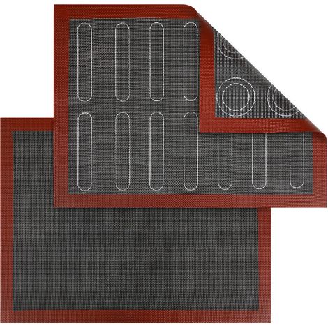 Lot de 2 tapis de four micro-perforés en silicone, à double face, antiadhésifs, résistants à la chaleur et réutilisables pour macarons, soufflés, pizza (40 x 30 cm) (1/5)