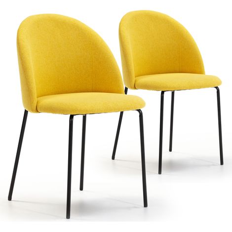 2er-Set Kenia gepolsterte Esszimmerstühle Senfgelb, SGS-zertifiziert, 43 x 47 x 78,5 cm