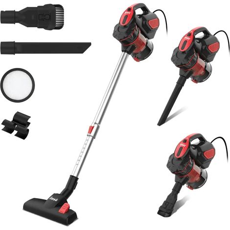 Manuzen - Aspirateur filaire 600 W 18 kPa – sols durs – Rouge – 100–240 V