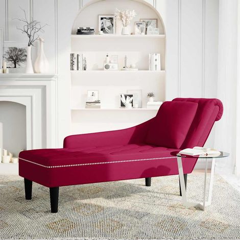 Fauteuil relax Fauteuil long avec coussin et accoudoir droit rouge bordeaux (1/5)