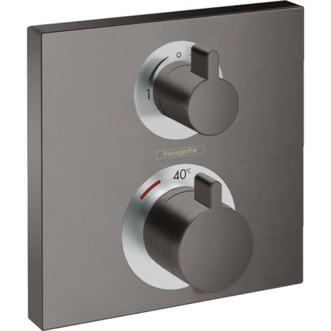 Hansgrohe Ecostat Square - Grifo termostático empotrado para 2 aparatos, cromo negro cepillado 15714340 (1/5)