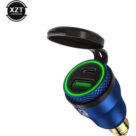noir 01 - Adaptateur De Charge Rapide Universel étanche 30w Qc3.0 Usb Type C Pd, Prise Hella Din, Pour Moto B (1/4)