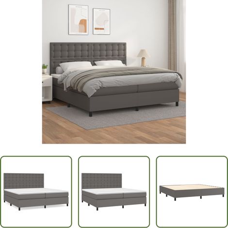 vidaXL Matratze - Boxspringbett mit Matratze Grau 200x200 cm Kunstleder (1/5)