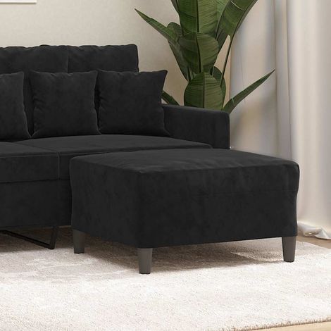 Repose-Pieds pour Salon ou Chambre - Tabouret Pouf Noir 70x55x41 cm Velours BV513221 - BonneVie (1/5)