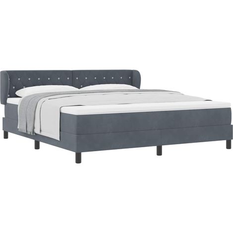 Maison Exclusive - Lit à ressorts avec tête de lit Gris foncé 180 x 200 cm Velours (1/5)