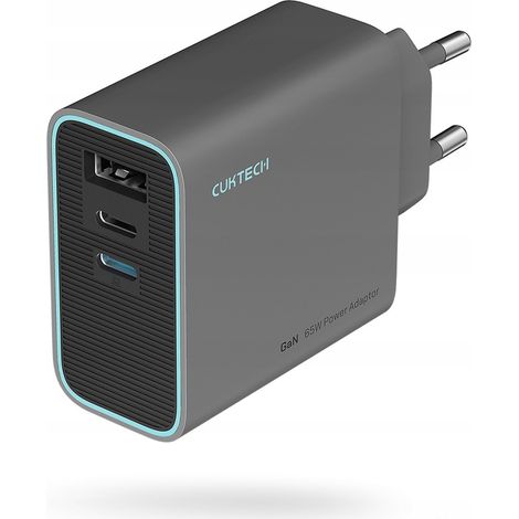 USB-C/USB-A-GaN-65-W-Wandladegerät – Grau (1/5)