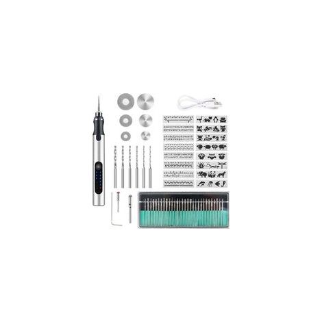 Stylo Graveur Électrique San Fil, USB Recargable Trousse à Outils De Gravure, Mini Outil Graver, Graveur Rotatif de Bricolage Portable Pour Bijoux Verre Plastique Bois Métal