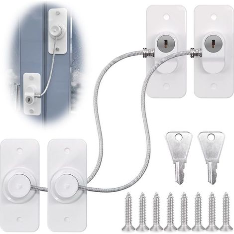 Ensemble de 2 verrous de fenêtre pour fenêtres UPVC, verrous de restriction de fenêtre pour la sécurité des enfants avec clés à vis (1/5)