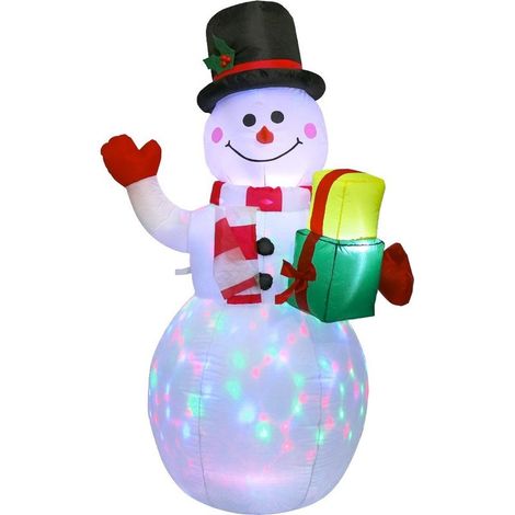Bonhomme de neige gonflable illuminé 1.5m – Tissu polyester résistant aux intempéries – Éclairage LED super brillant – Décoration de Noël jardin (1/4)