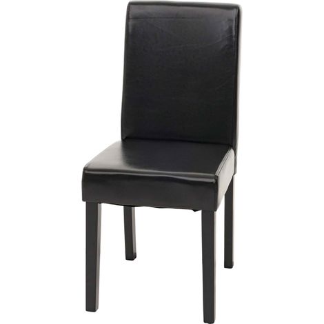 Littau silla de comedor, silla de cocina, cuero, negro, patas oscuras