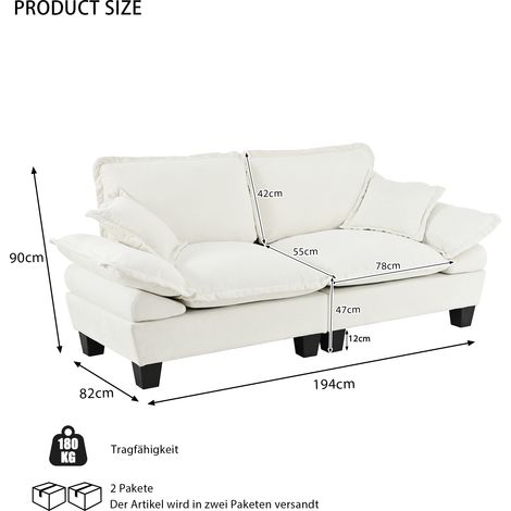 Canapé modulaire 2 places en chenille beige, loveseat avec accoudoirs incurvés, siège confortable pour petits espaces et appartements (1/4)