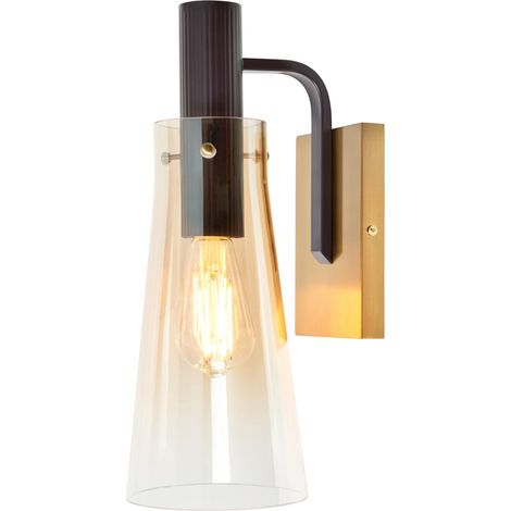 Visconte Atrani Wall Light With Champagne Tinted Cone Shade - Brass, Black (1/5)