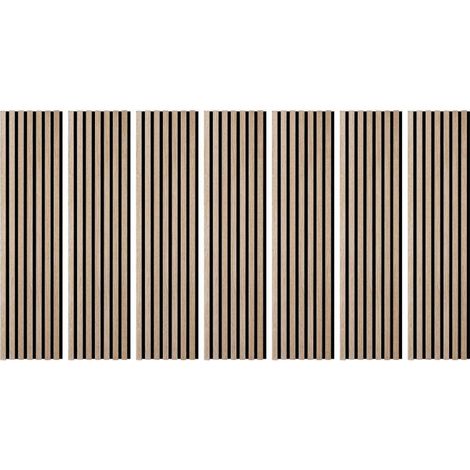 Decoon – Lot de 7 panneaux décoratifs muraux en chêne clair – Tête de lit 160 cm – Dimensions 120x30x1 cm – Facile à poser, sans coupe