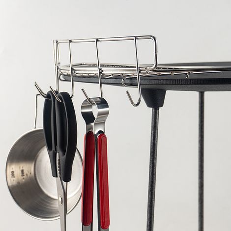 Petite grille de refroidissement demi-ronde en acier inoxydable 304 avec crochets, passoires alimentaires et grilles anti-brûlures. (1/5)