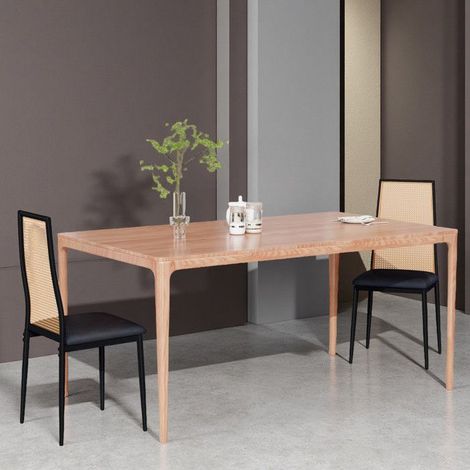 Hochlehner Esszimmerstühle aus Rattan und schwarzem Metall - Gepolsterte Sitzfläche, ergonomische Rückenlehne und verstellbare Füße