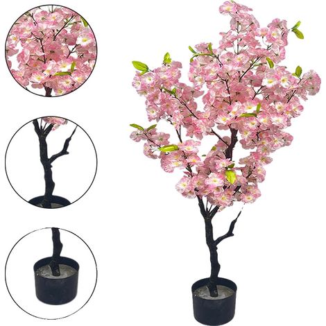 Albero di ciliegio in fiore, design realistico in seta, facile da curare, 120 cm (1/2)