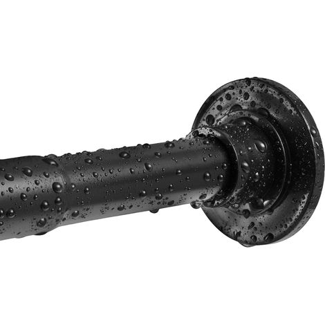 Tringle à rideau de douche en acier inoxydable 74-200 cm - Sans perçage ni rouille - Antidérapante - Réglable - Noir - Tringle de douche extensible pour armoire ou porte (1/5)