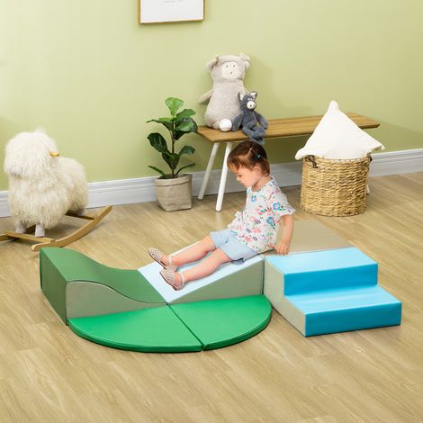 Parcours de motricité enfant 6 pièces, modules en mousse EPE recouverts de similicuir, blocs de jeu empilables, jouet d'éveil pour tout-petits, multicolore (1/5)