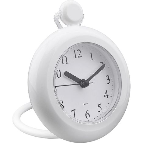 Horloge de salle de bain, horloge murale de douche blanche, horloge étanche, petite horloge numérique avec support rond, facile à lire, accessoires de salle de bain et de piscine (1/5)