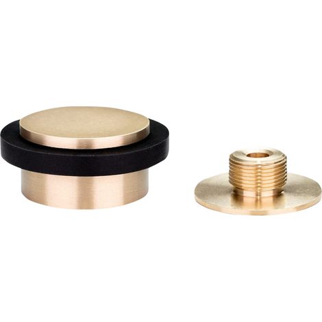 Butée De Porte Adhésive 45 x 20 mm Base filetée Caoutchouc Noir Laiton Finition Mate Outils, Vis + Cheville De Fixation Compris Mod. I-203/35X19-DUAL-MT (1/5)