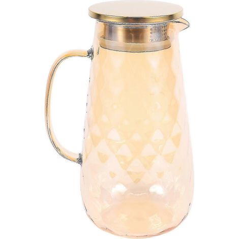 Pichet en verre de 1,6 litre avec couvercle, idéal pour l'eau chaude, froide ou le thé glacé. (1/5)