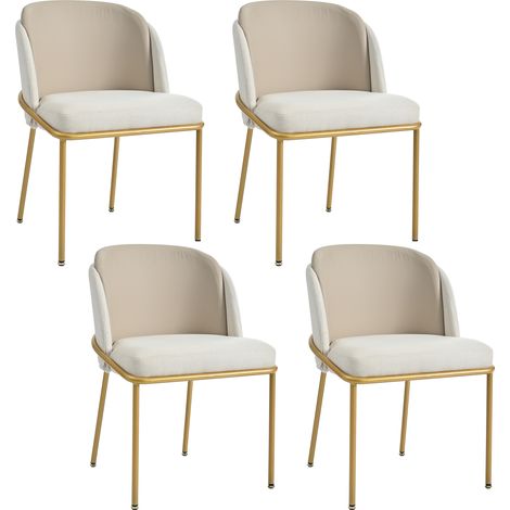 Moderner Esszimmerstuhl Beige aus PVC-Kunstleder und Eisen (1/5)