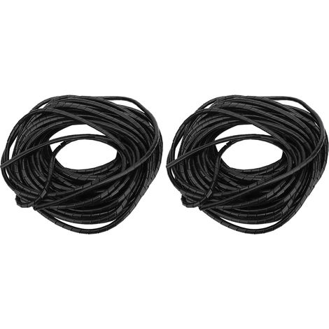 Gaine spiralée PP noire 6mm pour câbles électriques – Lot de 2 accessoires de protection de fils (1/5)