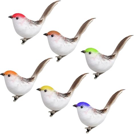 Lot de 6 Petits Moineaux Artificiels 3D à Clipser 9,9 cm Ornements en Plumes d'oiseaux pour Travaux Manuels Jardin Décoration de Sapin de Noël Décoration D'intérieur Affichage (1/5)