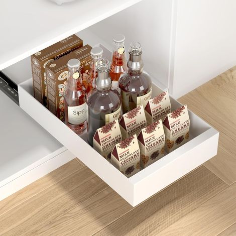 Cajón telescópico extraíble para armario de cocina – Deslizante suave y silencioso – Acero al carbono – 25 cm x 42 cm x 7 cm (1/5)