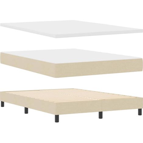 vidaXL Lit à ressorts avec tête de lit Crème 140 x 190 cm tissu (1/5)