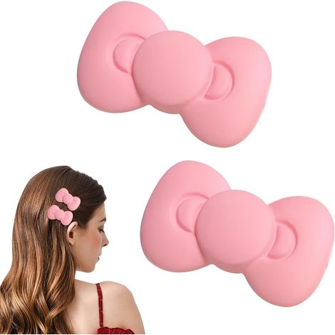 Barrettes à nœud rose pour filles – lot de 2 (1/5)