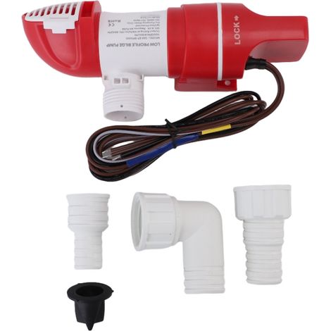 Ortviai Pompe de cale automatique basse hauteur 1100 GPH, sortie rotative 360° avec clapet anti-retour pour bateaux et yachts (1/5)