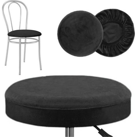 Housse Pour Siege De Chaise - Velours Noir - Diametre 36 A 42 Cm - Adaptée Siège Ronde - 1 Piece (1/5)