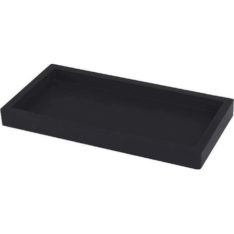 Bac de rangement pour salle de bain - plateau rectangulaire - Installation facile - Noir - Silicone - 20 x 10 x 2 cm (1/5)