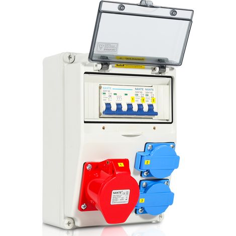 TolleTour Quadro di distribuzione di energia elettrica per edilizia Quadro di distribuzione a parete Presa di corrente CEE IP44 per cantiere 1X16A 2x230V CON LS