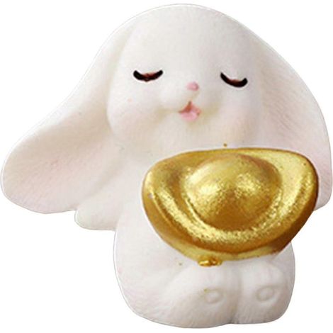 Statue de lapin décorative pour bureau, sculpture de paysage, cadeau idéal pour la fête du printemps ou un anniversaire.-3cmx3.3cm