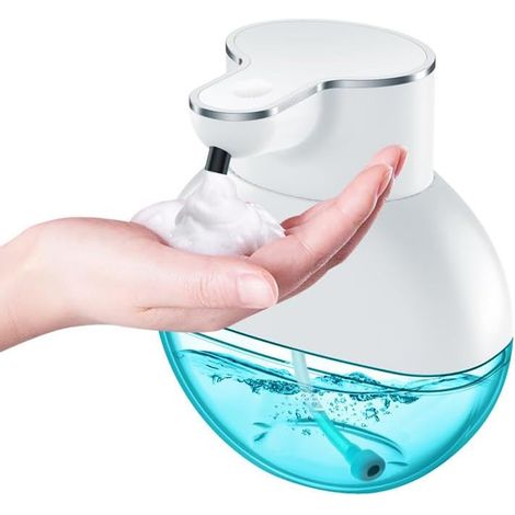 Distributore automatico di sapone con sensore, distributore di disinfettante per le mani senza contatto, flacone da 400 ml/13,53 oz, modello schiumogeno, flacone con capacità visibile (1/5)