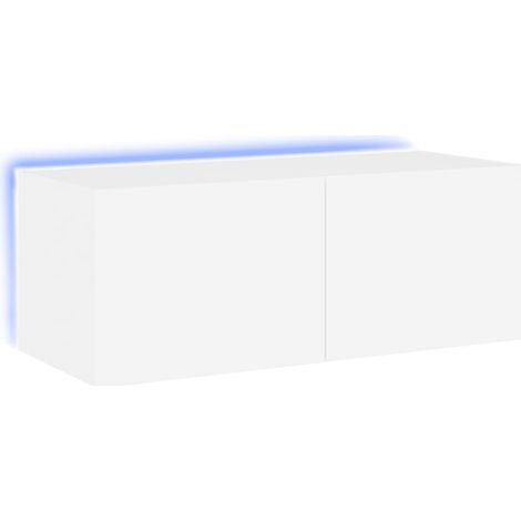 Mobile TV multimediale scaffale per televisione televisione buffet sala da pranzo soggiorno camera da letto a parete con luci LED 80 x 35 x 31 cm bianco 020027924