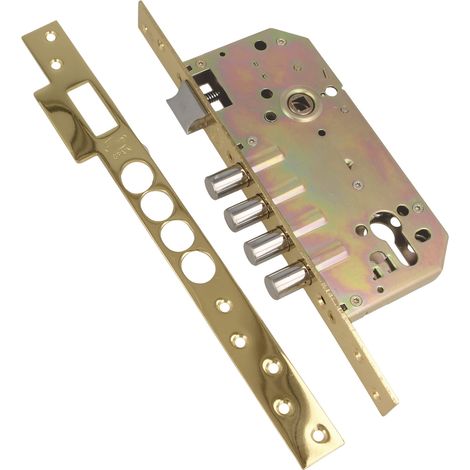Serrure à encastrer avec billes pour portes en bois Mod. 100 BASE 50/85 mm Sans cylindre et bouclier de sécurité Poignée réversible Acier laqué (1/4)
