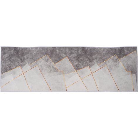 Riuulity Tapis de Cuisine Doux à Eau Forte Agrumentation Anti-Glissade Tapis 40x120 Cm de Maison Gris Gris Lignes (1/5)