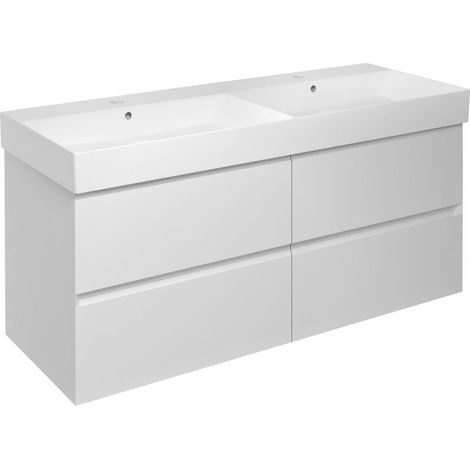 FILENA Meuble sous-vasque 118x51,5x43cm, blanc mat (1/2)