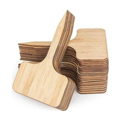 Lot de 50 étiquettes en bambou pour plantes de jardin, 10 x 6 cm, étiquettes durables en forme de T, étiquettes pour potager de jardin, serre, pot de graines, fleurs, herbes (1/5)