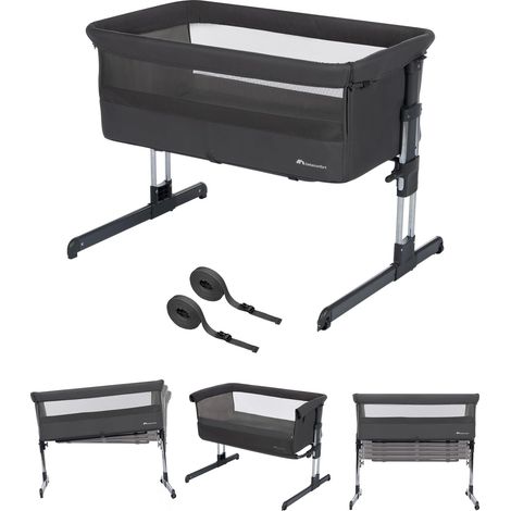 Bebeconfort Calidoo, Culla Neonato Fianco Letto 2 in 1, 0-6 Mesi (0-9 kg), Culla Co-sleeping Reclinabile, 5 Altezze, Ampio Materasso Imbottito, Pannelli a Rete, Lato Facile da Aprire, Tinted Graphite (1/5)