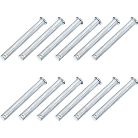 QUARKZMAN 12Pcs M10 x 85mm Goujons À Trou Unique, Goujons À Tête Plate En Acier Au Carbone Zingué Pour Attelage De Remorque, Réparation Mécanique, Équipement Industriel (1/5)