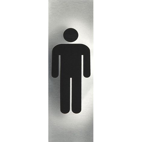 WC Symbol Mann selbstklebend, 48 x 150 mm, Edelstahl gebürstet