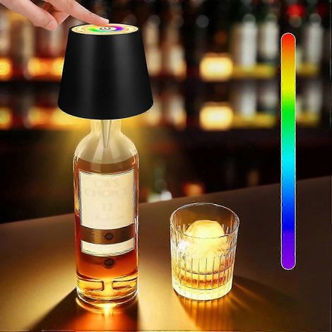 Lampe LED tactile à bouteille de vin 2026 RGB + blanc chaud, à intensité variable, rechargeable par USB, sans fil, couleurs personnalisables, idéale pour les fêtes à la maison ou entre amis. (1/5)